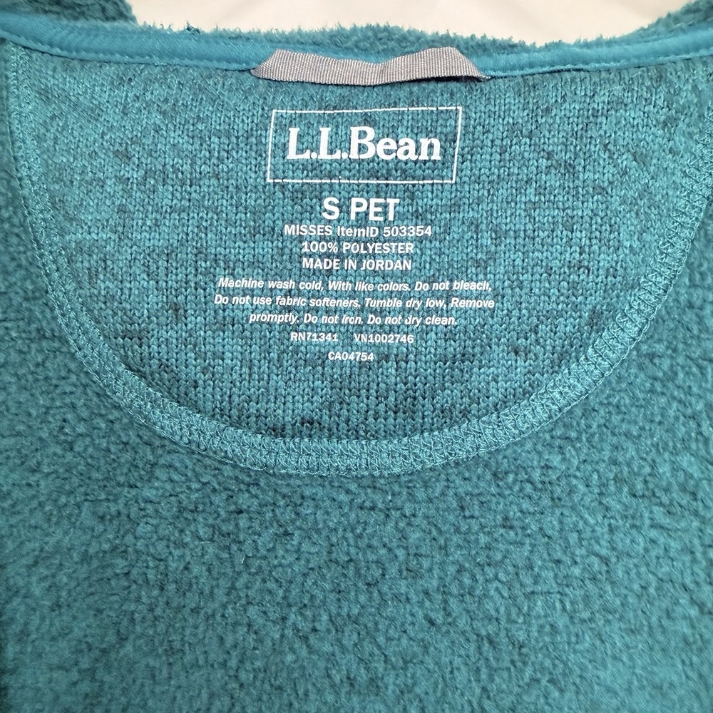 LL Bean Sweater Fleece‎ Jacket Women's SZ- S Petite deep blue-green Full Zip - Picture 7 of 16